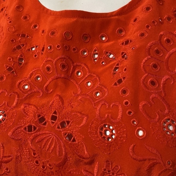 Veronica Beard Womens Silk Crepe Eyelet Sleeveless Top Shirt Red Size 4 - Picture 4 of 10